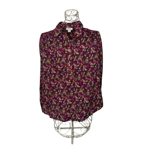 Soft beautiful Sundance Blouse Women Size small Pink Poppy Floral 1/2 Button Pop - Picture 1 of 8